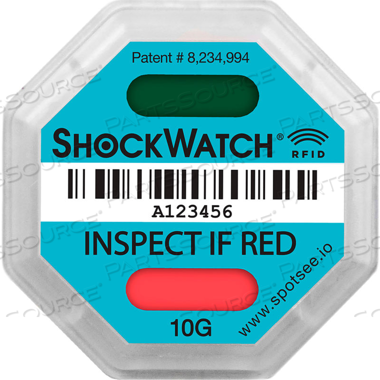 SPOTSEE RFID IMPACT INDICATORS, 10G RANGE, TEAL, 100/BOX by Shockwatch Inc