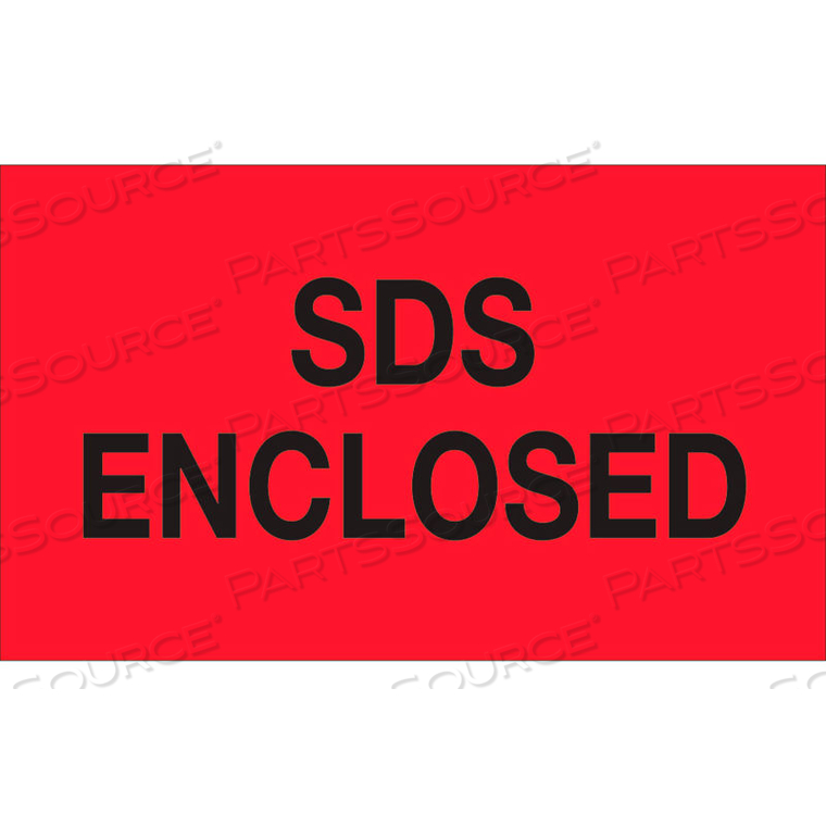 SDS ENCLOSED LABELS - FLUORESCENT RED/BLACK 3" X 5" - 500 PER ROLL by Decker Tape Products SDS ENCLOSED LABELS - FLUORESCENT RED/BLACK 3" X 5" - 500 PER ROLL by Decker Tape Products