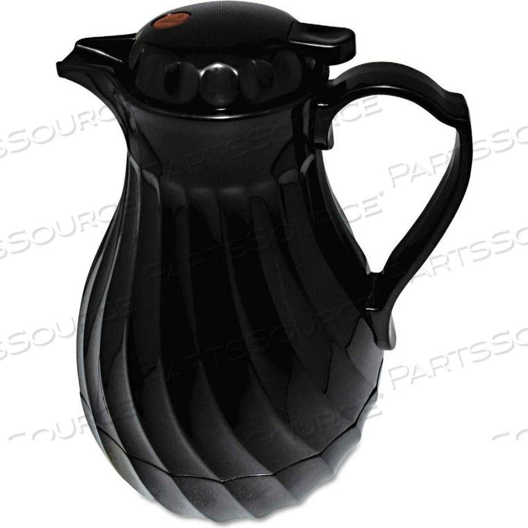 POLY LINED BLACK SWIRL DESIGN CARAFE, 64 OZ. CAPACITY 