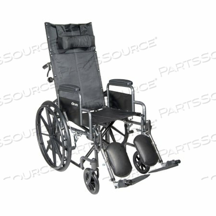 RECLINING WHEELCHAIR WITH PADDED, REMOVABLE ARM, COMPOSITE MAG WHEEL, 18 IN. SEAT, SWING-AWAY ELEVATING FOOTREST, 300 LBS by McKesson RECLINING WHEELCHAIR WITH PADDED, REMOVABLE ARM, COMPOSITE MAG WHEEL, 18 IN. SEAT, SWING-AWAY ELEVATING FOOTREST, 300 LBS by McKesson