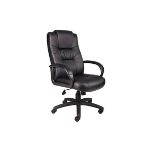 EXECUTIVE OFFICE CHAIR WITH ARMS - LEATHER - HIGH BACK - BLACK by Boss