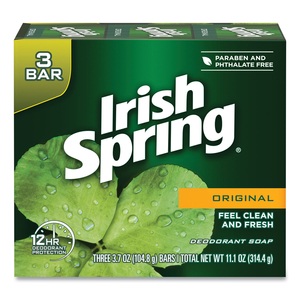 BAR SOAP, CLEAN FRESH SCENT, 3.75 OZ, 3 BARS/PACK, 18 PACKS/CARTON by Irish Spring BAR SOAP, CLEAN FRESH SCENT, 3.75 OZ, 3 BARS/PACK, 18 PACKS/CARTON by Irish Spring