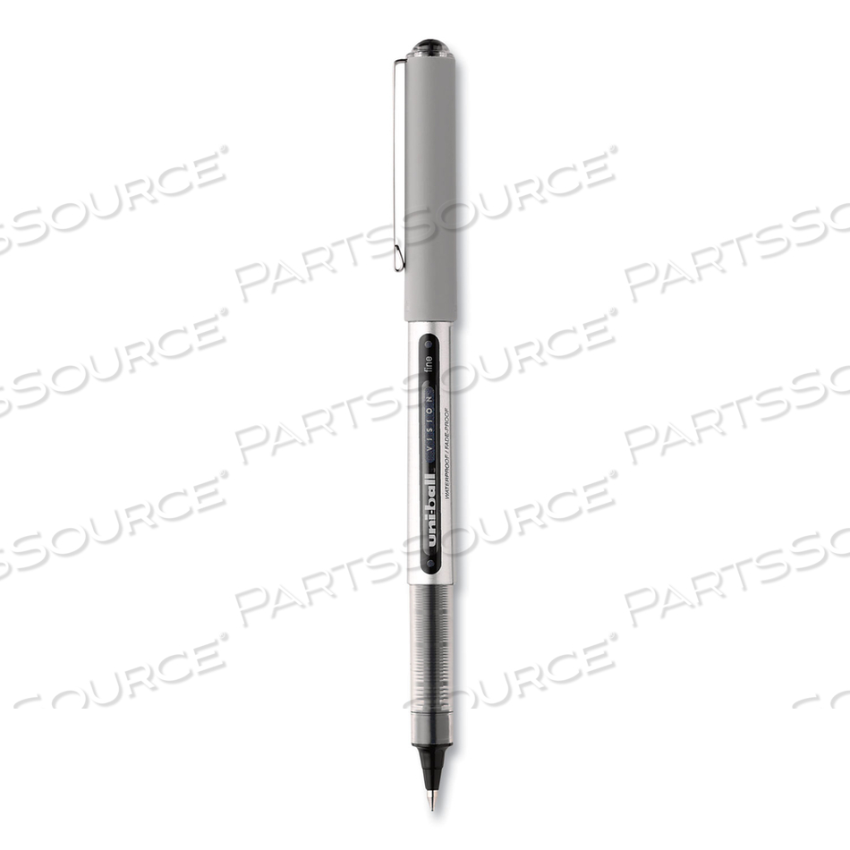 VISION ROLLER BALL PEN, STICK, FINE 0.7 MM, BLACK INK, SILVER BARREL by Uni-Ball