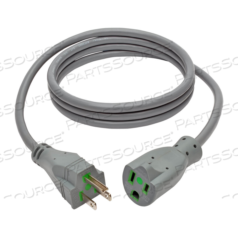 6FT 16 AWG NEMA 5-15P - 5-15R HOSPITAL GRADE POWER EXTENSION CORD - GREY by Tripp Lite 6FT 16 AWG NEMA 5-15P - 5-15R HOSPITAL GRADE POWER EXTENSION CORD - GREY by Tripp Lite