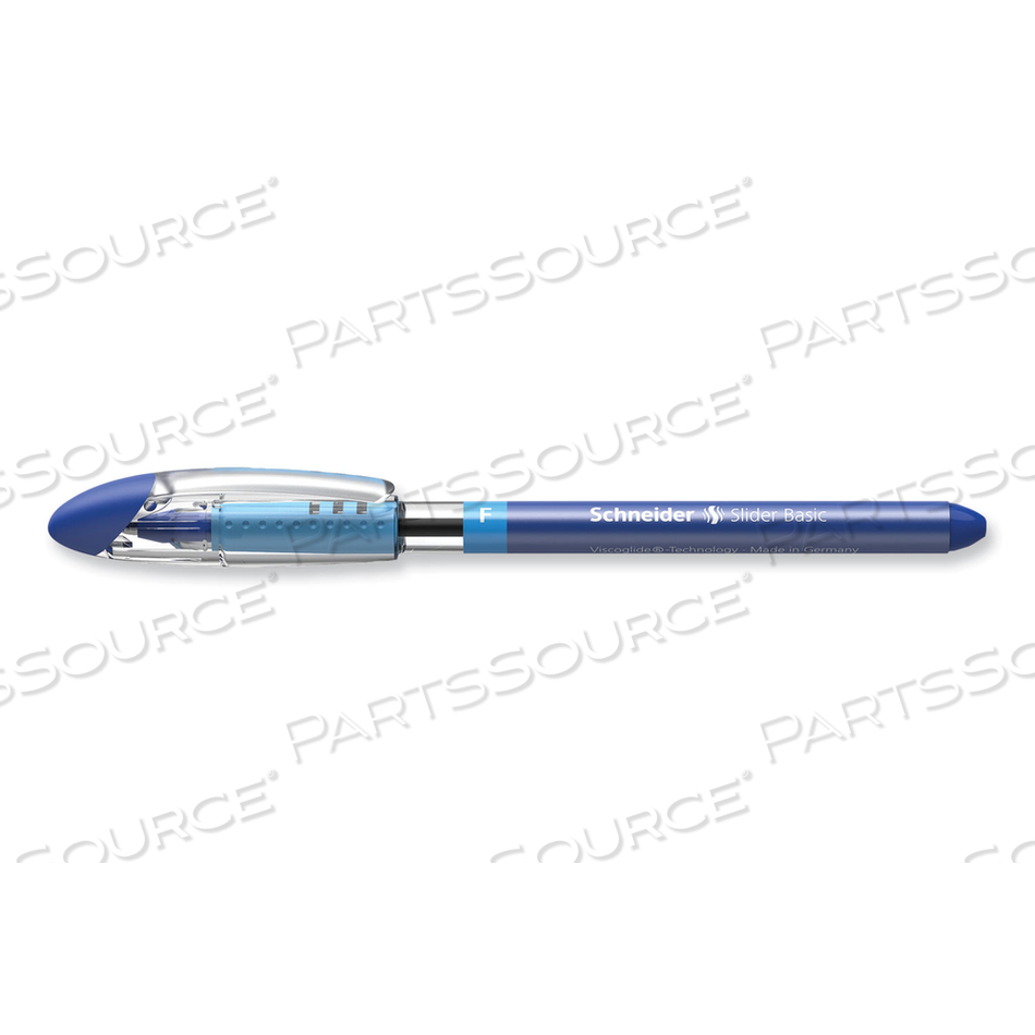 SLIDER BASIC BALLPOINT PEN, STICK, FINE 0.7 MM, BLUE INK, BLUE BARREL, 10/BOX 