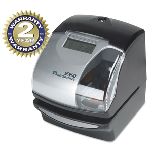 ES900 ATOMIC ELECTRONIC PAYROLL RECORDER, TIME STAMP AND NUMBERING MACHINE, DIGITAL DISPLAY, BLACK by Acroprint