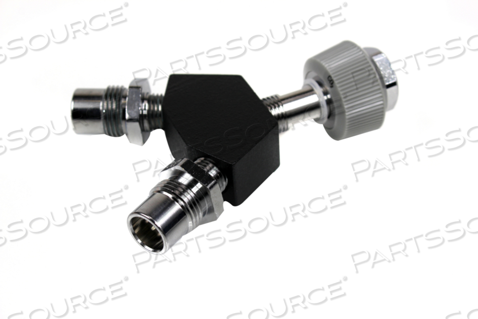 DISS Y-BLOCK, NUT FEMALE INLET X DISS DV OUTLETS by Bay Corporation