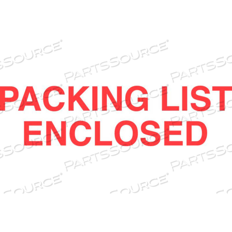 PACKING LIST ENCLOSED 2" X 3" - WHITE / RED by Decker Tape Products PACKING LIST ENCLOSED 2" X 3" - WHITE / RED by Decker Tape Products