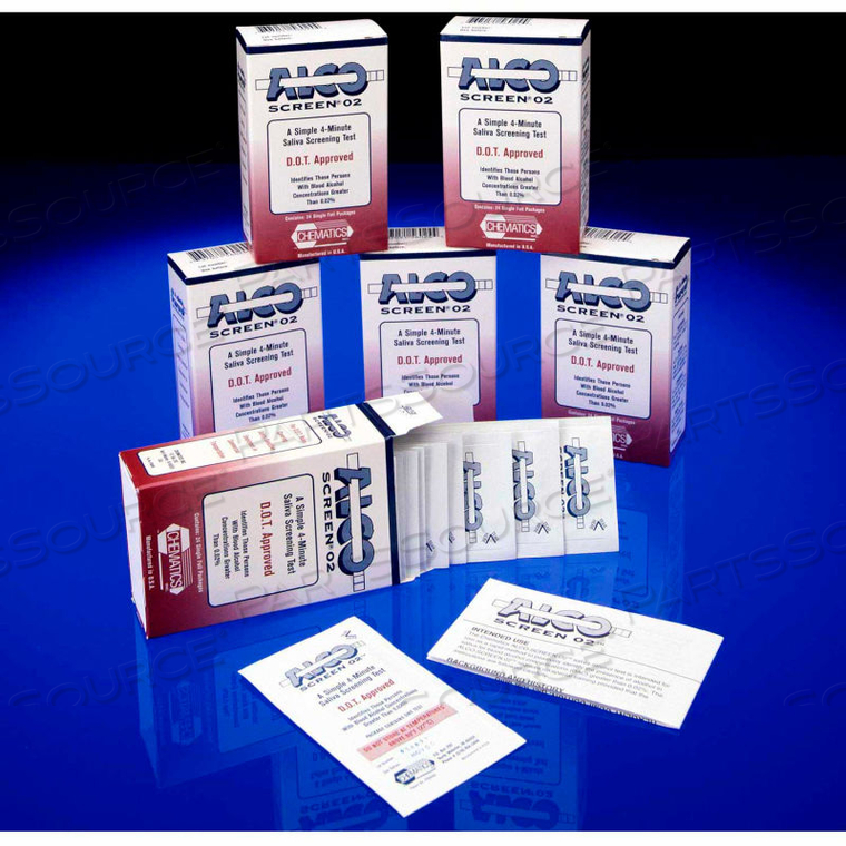 ALCO-SCREEN 02 DOT APPROVED 4-MINUTE SALIVA ALCOHOL SCREENING TEST, 24 TESTS/BOX by On-Site Testing Specialist Inc