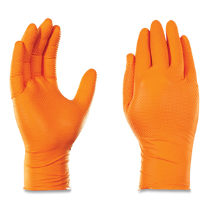 GLOVES, DISPOSABLE, NITRILE, ORANGE, POWDER-FREE, LARGE (9) by Ammex