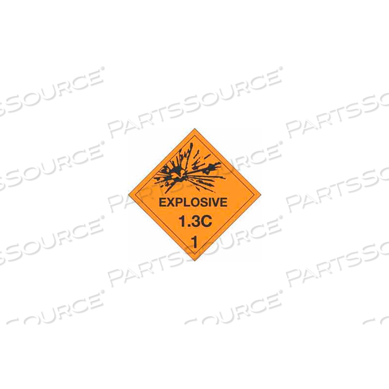HAZARD CLASS 1 - EXPLOSIVE 1.3C 4" X 4" - ORANGE / BLACK by Decker Tape Products