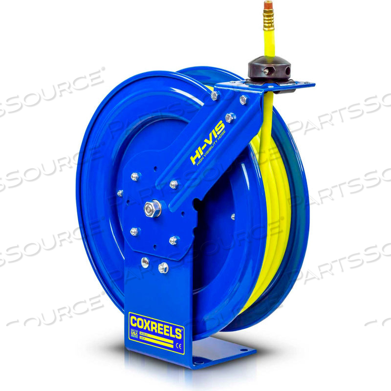 1/2" X 75' 300PSI HI-VIS HEAVY DUTY SPRING RETRACTABLE LOW PRESSURE HOSE REEL by Coxreels 1/2" X 75' 300PSI HI-VIS HEAVY DUTY SPRING RETRACTABLE LOW PRESSURE HOSE REEL by Coxreels