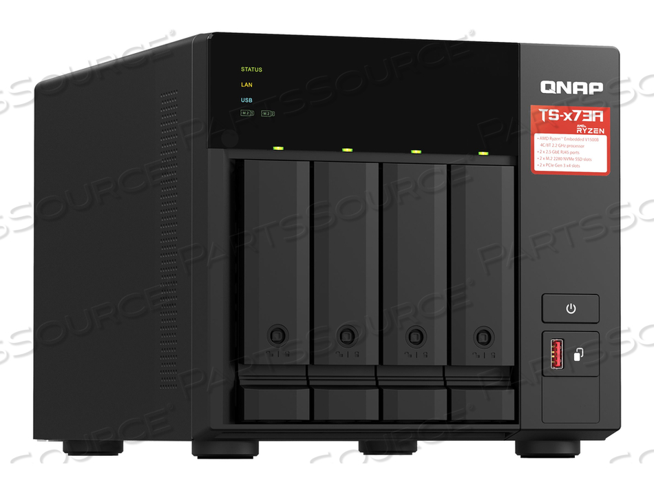 TS-473A, NAS SERVER, 4 BAYS, SATA 6GB/S, RAM 8 GB, 2.5 GIGABIT ETHERNET by QNAP Security
