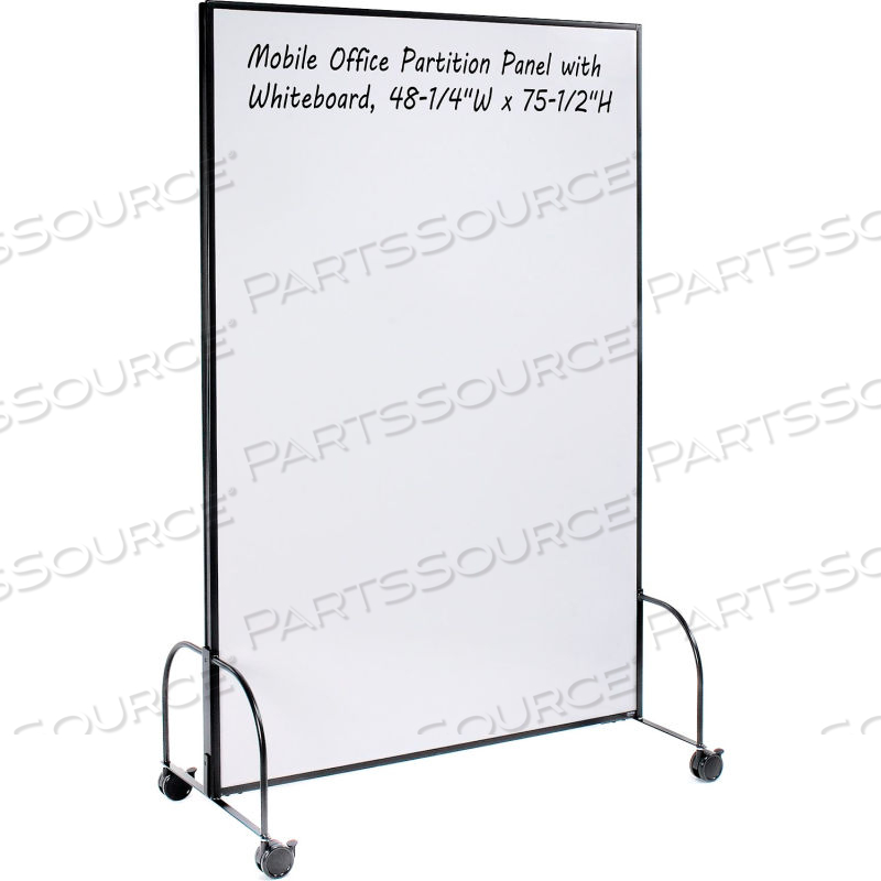 INTERION MOBILE OFFICE PARTITION PANEL WITH 2-SIDED WHITEBOARD, 48-1/4"W X 75-1/2"H 