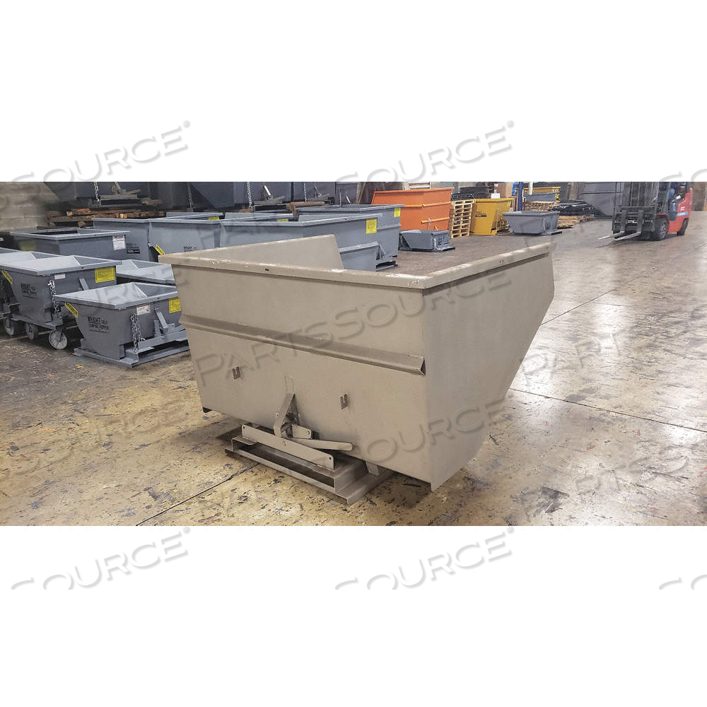 SELF DUMPING HOPPER, STD HOPPER, STEEL, CASTERS NOT INCLUDED, LEVER, GRAY by Approved Vendor