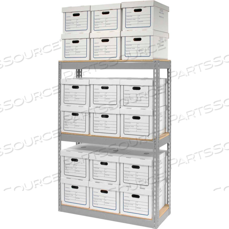 RECORD STORAGE OPEN WITH BOXES 42"WX15"DX60"H - GRAY by Approved Vendor RECORD STORAGE OPEN WITH BOXES 42"WX15"DX60"H - GRAY by Approved Vendor