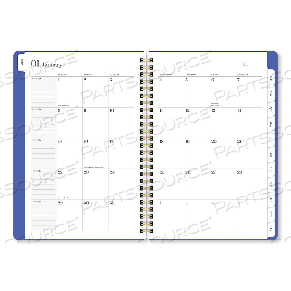 WORKSTYLE WEEKLY/MONTHLY PLANNER, CLASSIC GEOMETRIC ARTWORK, 8.5 X 5.5, BLUE/GOLD COVER, 12-MONTH (JAN TO DEC): 2023 