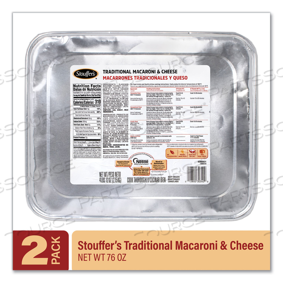 TRADITIONAL BAKED MACARONI AND CHEESE, 76 OZ TRAY, 2/PACK 