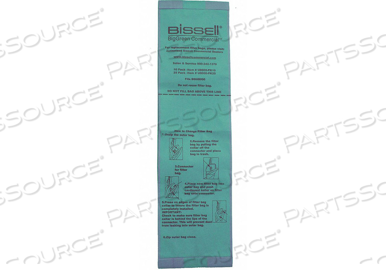 REPLACEMENT BAGS FOR BGU8000, 25 PACK - U8000-25PK by Bissell Commercial