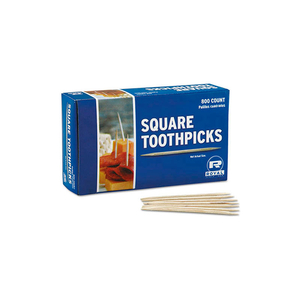 SQUARE WOOD TOOTHPICKS, NATURAL, PLAIN, 19,200/CARTON by Royal Paper
