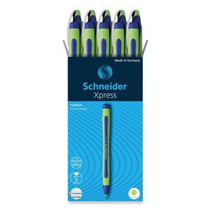 XPRESS FINELINER POROUS POINT PEN, STICK, MEDIUM 0.8 MM, BLUE INK, BLUE/GREEN BARREL, 10/BOX by Schneider