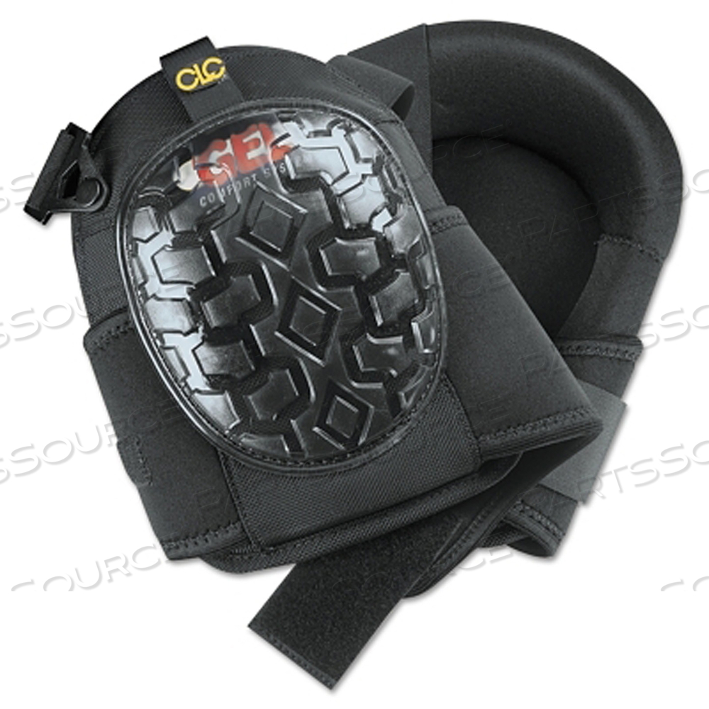 PROFESSIONAL GEL KNEEPAD, ELASTIC UPPER STRAPS WITH BUCKLE-STYLE FASTENERS, BLACK by CLC (Custom Leathercraft)