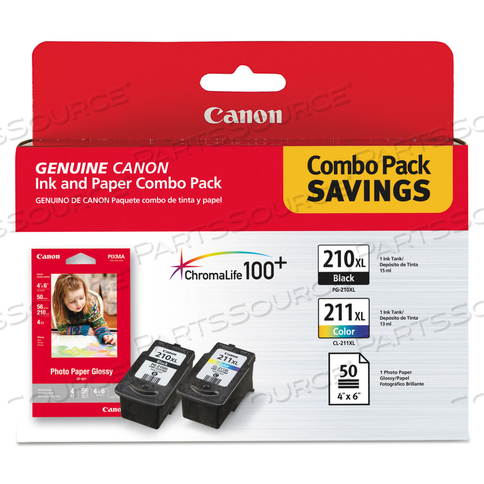 2973B004 (PGI-210XL/CL-211XL) CHROMALIFE100+ HIGH-YIELD INK/PAPER COMBO, BLACK/TRI-COLOR by Canon (Consumer Electronics) 2973B004 (PGI-210XL/CL-211XL) CHROMALIFE100+ HIGH-YIELD INK/PAPER COMBO, BLACK/TRI-COLOR by Canon (Consumer Electronics)