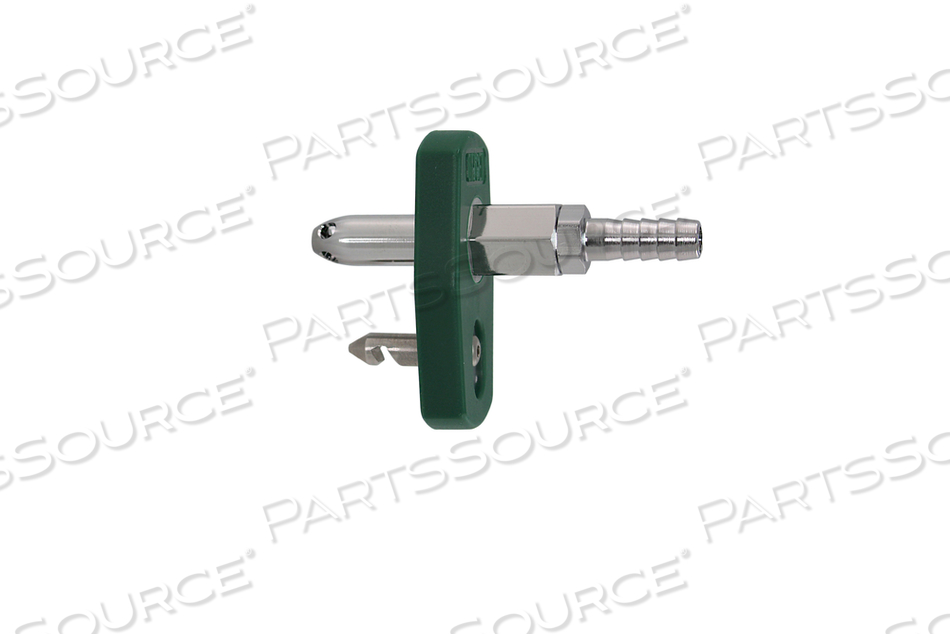 QUICK CONNECT ADAPTER, MALE X 1/4 IN HOSE BARB, GREEN, OXYGEN by Bay Corporation