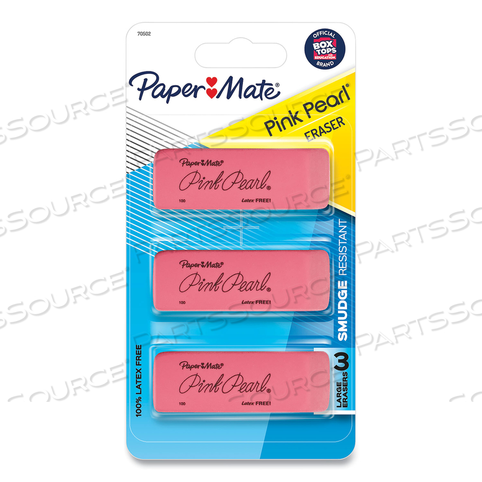 PINK PEARL ERASER, FOR PENCIL MARKS, RECTANGULAR BLOCK, MEDIUM, PINK by Paper Mate PINK PEARL ERASER, FOR PENCIL MARKS, RECTANGULAR BLOCK, MEDIUM, PINK by Paper Mate