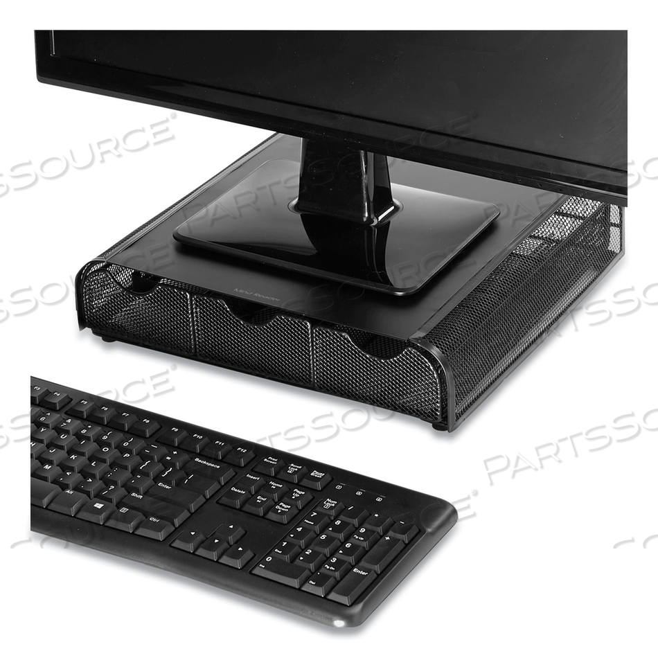 PERCH MONITOR STAND AND DESK ORGANIZER, 13" X 12.5" X 3", BLACK by Mind Reader PERCH MONITOR STAND AND DESK ORGANIZER, 13" X 12.5" X 3", BLACK by Mind Reader