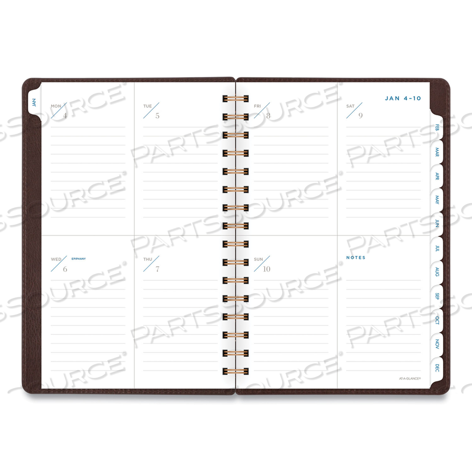 SIGNATURE COLLECTION DISTRESSED BROWN WEEKLY MONTHLY PLANNER, 8.5 X 5.5, BROWN COVER, 13-MONTH (JAN TO JAN): 2023 TO 2024 