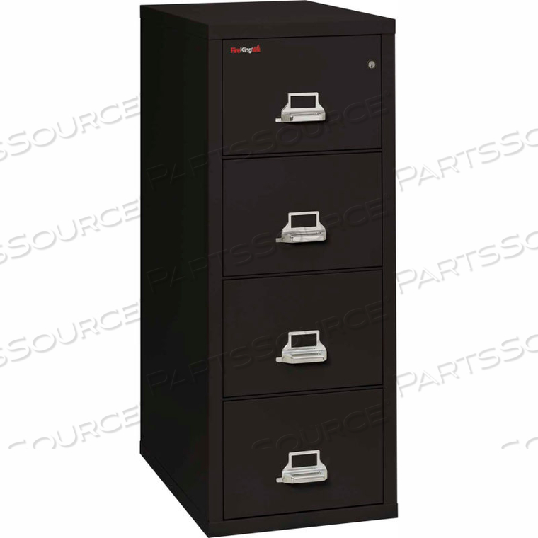 FIREPROOF 4 DRAWER VERTICAL FILE CABINET - LETTER SIZE 18"W X 31-1/2"D X 53"H - BLACK by Fire King