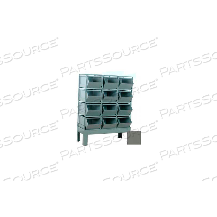 STEEL HOPPER BIN STACKRACK UNIT, 51-1/4"W X 24"D X 59"H, 12 STEEL BINS, GRAY by Stackbin Corporation STEEL HOPPER BIN STACKRACK UNIT, 51-1/4"W X 24"D X 59"H, 12 STEEL BINS, GRAY by Stackbin Corporation