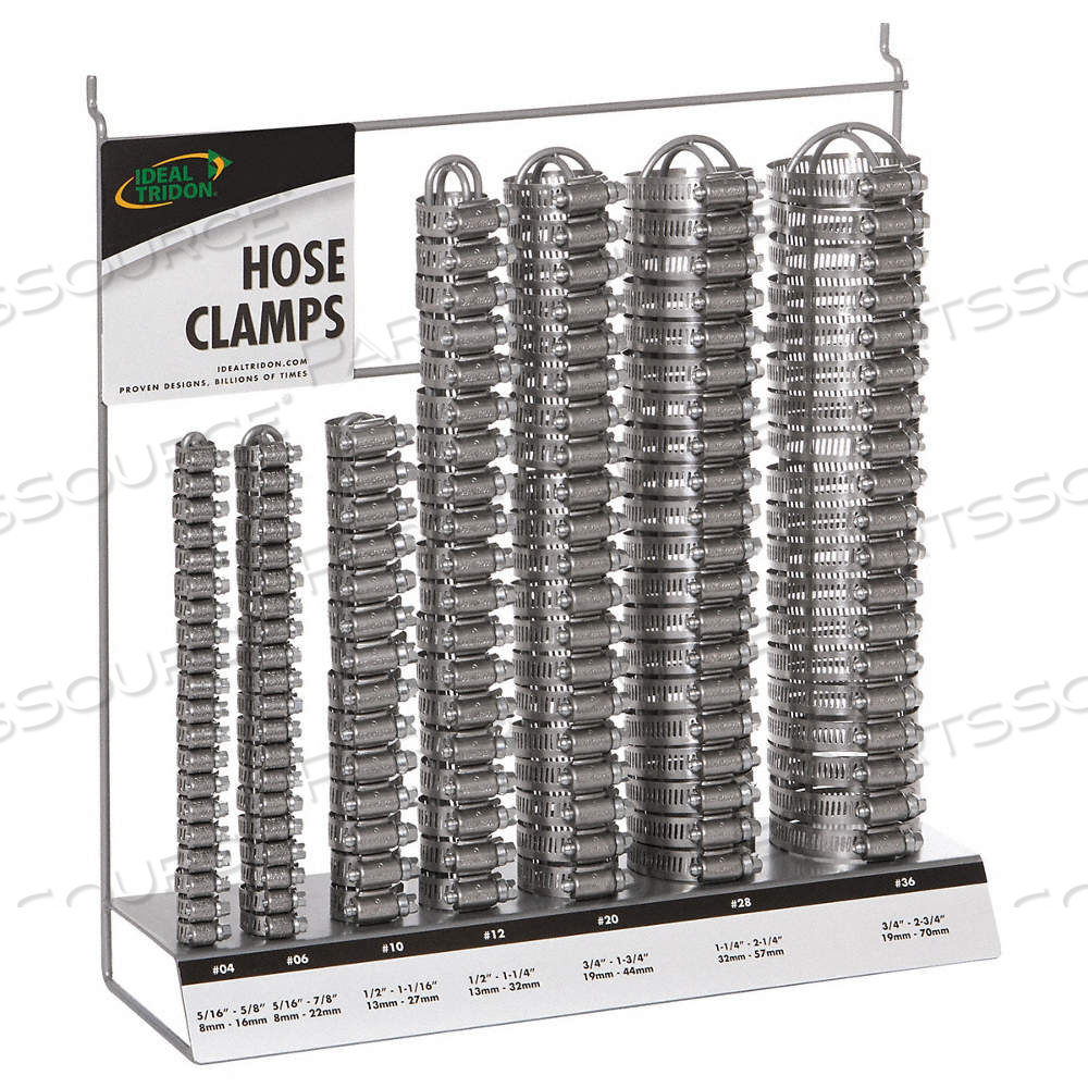 HOSE CLAMP ASSORTMENT, WORM GEAR, DISPLAY RACK, 201 STAINLESS STEEL, 410 STAINLESS STEEL, 410 by Approved Vendor HOSE CLAMP ASSORTMENT, WORM GEAR, DISPLAY RACK, 201 STAINLESS STEEL, 410 STAINLESS STEEL, 410 by Approved Vendor