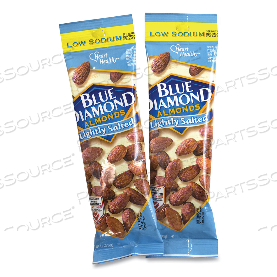 LOW SODIUM LIGHTLY SALTED ALMONDS, 1.5 OZ TUBE, 12 TUBES/BOX 