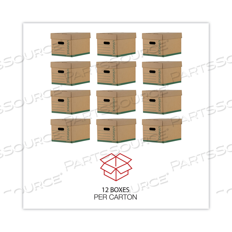 PROFESSIONAL-GRADE HEAVY-DUTY STORAGE BOXES, LETTER/LEGAL FILES, KRAFT/GREEN, 12/CARTON 