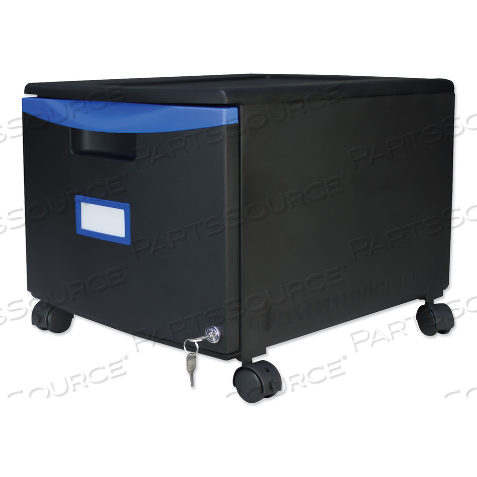 SINGLE-DRAWER MOBILE FILING CABINET, 1 LEGAL/LETTER-SIZE FILE DRAWER, BLACK/BLUE, 14.75" X 18.25" X 12.75" 