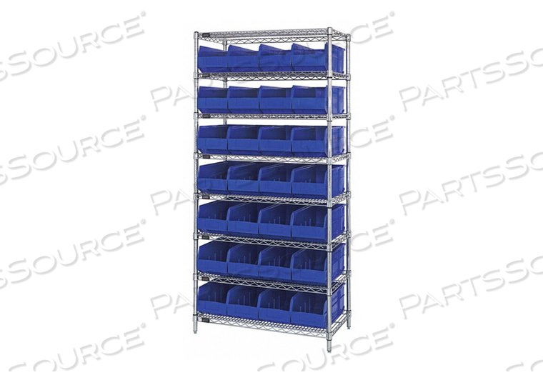 G7077 BIN SHELVING 74 OVERALL H 28 BINS BLUE by Quantum Storage Systems G7077 BIN SHELVING 74 OVERALL H 28 BINS BLUE by Quantum Storage Systems