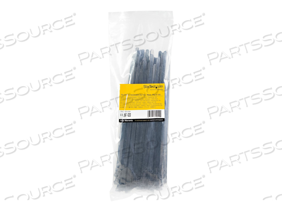 10"(25CM) REUSABLE CABLE TIES, 1/4"(7MM) WIDE, 2-1/2"(65MM) BUNDLE DIA. 50LB(22KG) TENSILE STRENGTH, RELEASABLE NYLON TIES, INDOOR/OUTDOOR,  by StarTech.com Ltd.