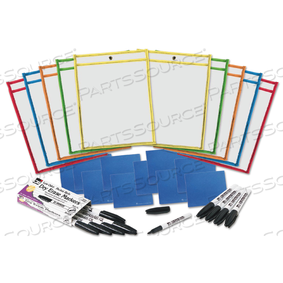 DRY ERASE POCKET CLASS PACK, 10.5 X 1.5, ASSORTED PRIMARY COLORS, 10/PACK by Charles Leonard DRY ERASE POCKET CLASS PACK, 10.5 X 1.5, ASSORTED PRIMARY COLORS, 10/PACK by Charles Leonard