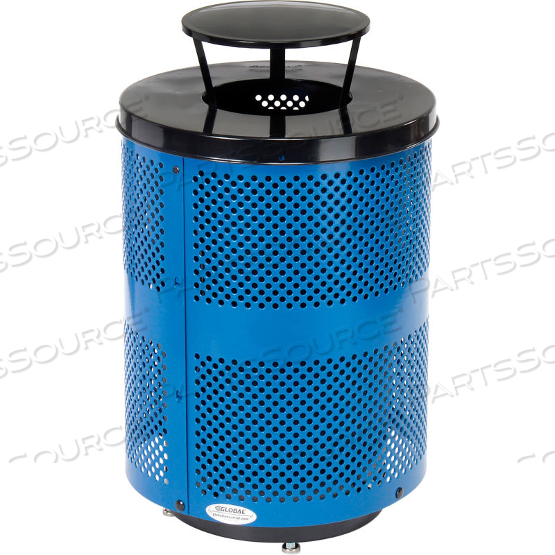 DELUXE THERMOPLASTIC 32 GALLON PERFORATED RECEPTACLE W/RAIN BONNET & BASE-BL by Approved Vendor DELUXE THERMOPLASTIC 32 GALLON PERFORATED RECEPTACLE W/RAIN BONNET & BASE-BL by Approved Vendor