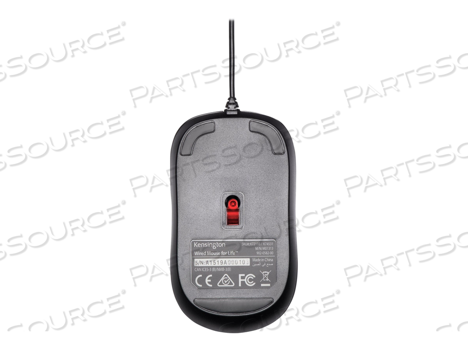 MOUSE, WIRED USB, BLACK, 3 NUMBER OF BUTTONS, 5.3IN WIDTH, 2.8IN HEIGHT, 7.9IN DEPTH by Kensington Computer Products