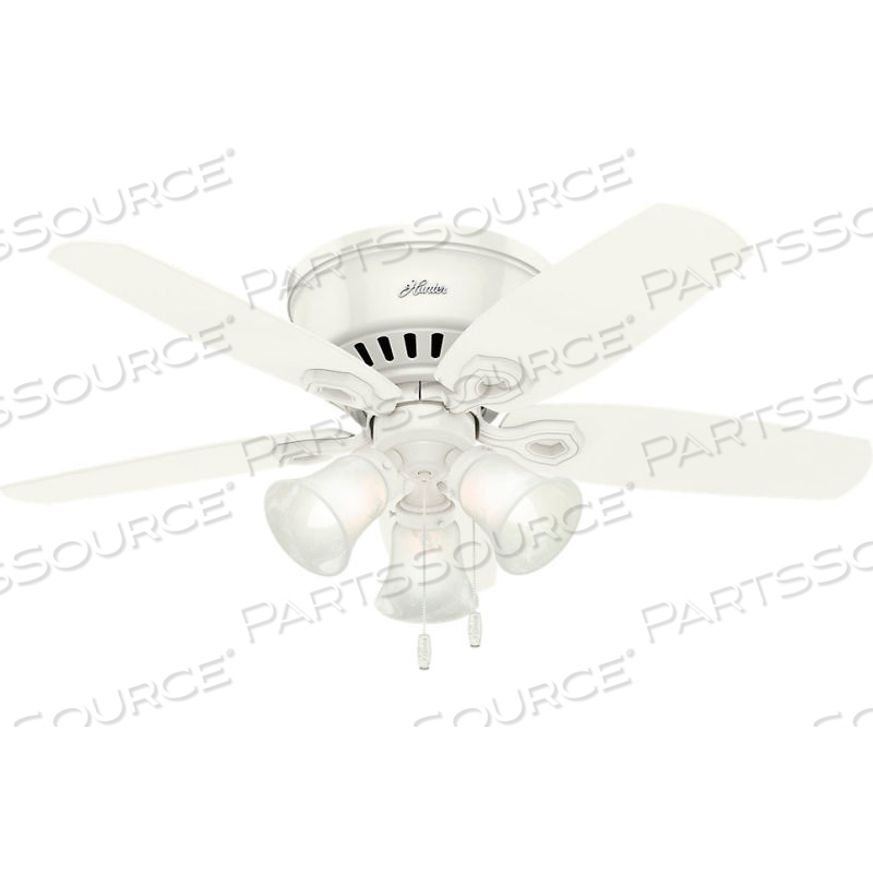 42" BUILDER LOW PROFILE CEILING FAN WITH LIGHT - SNOW WHITE by Hunter Fan Co. / Casablanca Fand Co. 42" BUILDER LOW PROFILE CEILING FAN WITH LIGHT - SNOW WHITE by Hunter Fan Co. / Casablanca Fand Co.