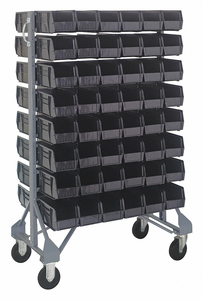 MOBILE BIN RAIL FLOOR RACK 96 BINS BLACK by Quantum Storage Systems