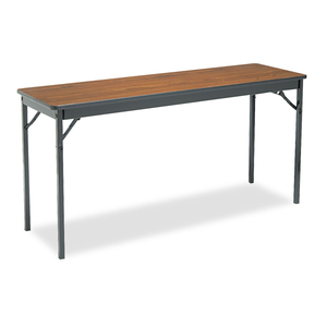 SPECIAL SIZE FOLDING TABLE, RECTANGULAR, 60W X 18D X 30H, WALNUT/BLACK by Barricks