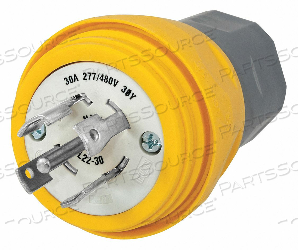 WT PLUG L22-30P 30A 277/480VAC YELLOW by Hubbell Incorporated, Wiring Device-Kellums WT PLUG L22-30P 30A 277/480VAC YELLOW by Hubbell Incorporated, Wiring Device-Kellums