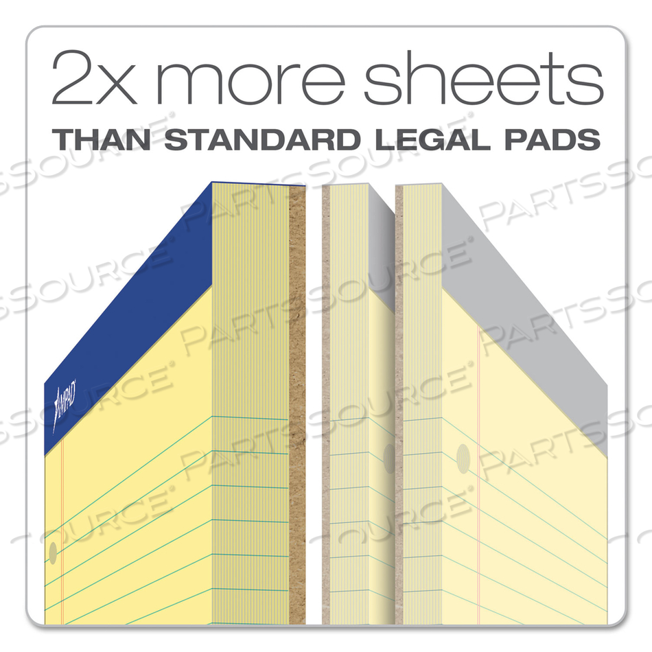 DOUBLE SHEET PADS, MEDIUM/COLLEGE RULE, 100 CANARY-YELLOW 8.5 X 11.75 SHEETS by Ampad Corporation