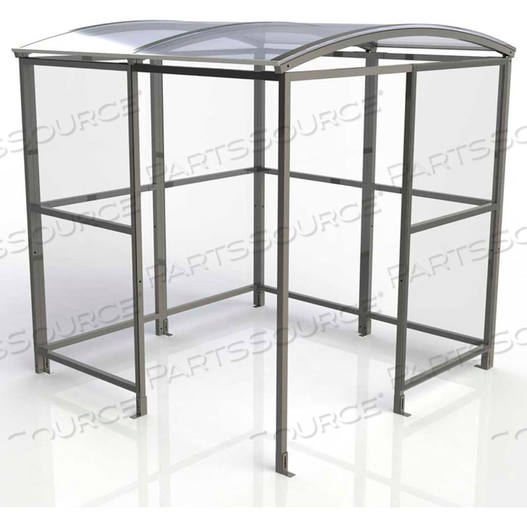 4-SIDED SMOKING SHELTER - FREESTANDING - 7'W X 7'D X 7'11"H CLEAR ROOF by No Butts Bin Co.