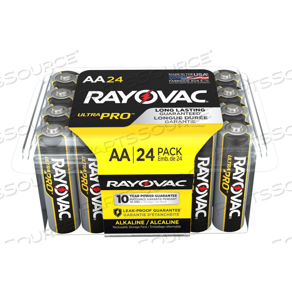 BATTERY, ULTRAPRO, AA, ALKALINE, 1.5VDC, 2620 MAH (PACK OF 24) by Rayovac BATTERY, ULTRAPRO, AA, ALKALINE, 1.5VDC, 2620 MAH (PACK OF 24) by Rayovac
