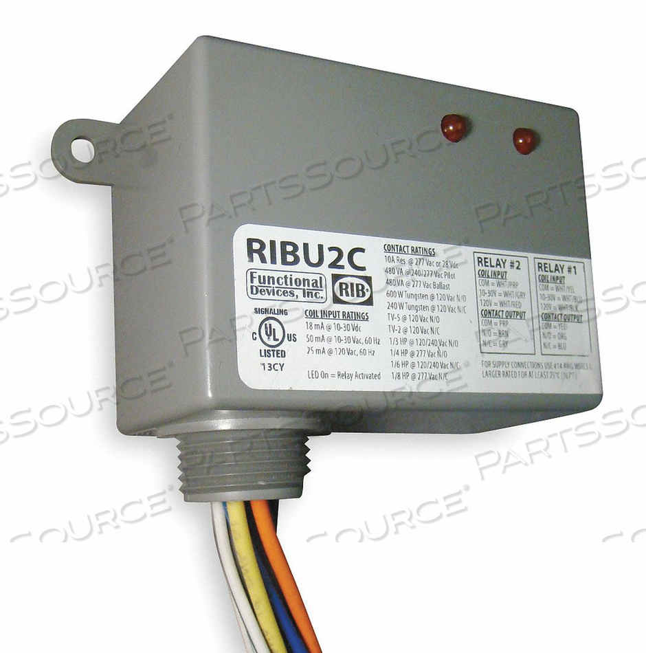 RELAY 10-30VAC/DC 120VAC 10A (2) SPDT by RIB RELAY 10-30VAC/DC 120VAC 10A (2) SPDT by RIB